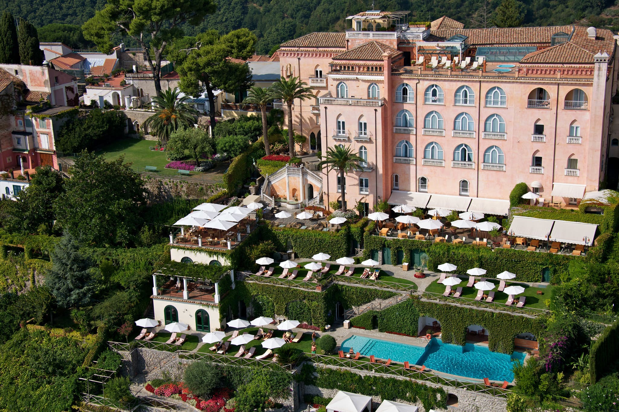 The elegant facade of Palazzo Avino: Timeless Luxury Above the Amalfi Coast