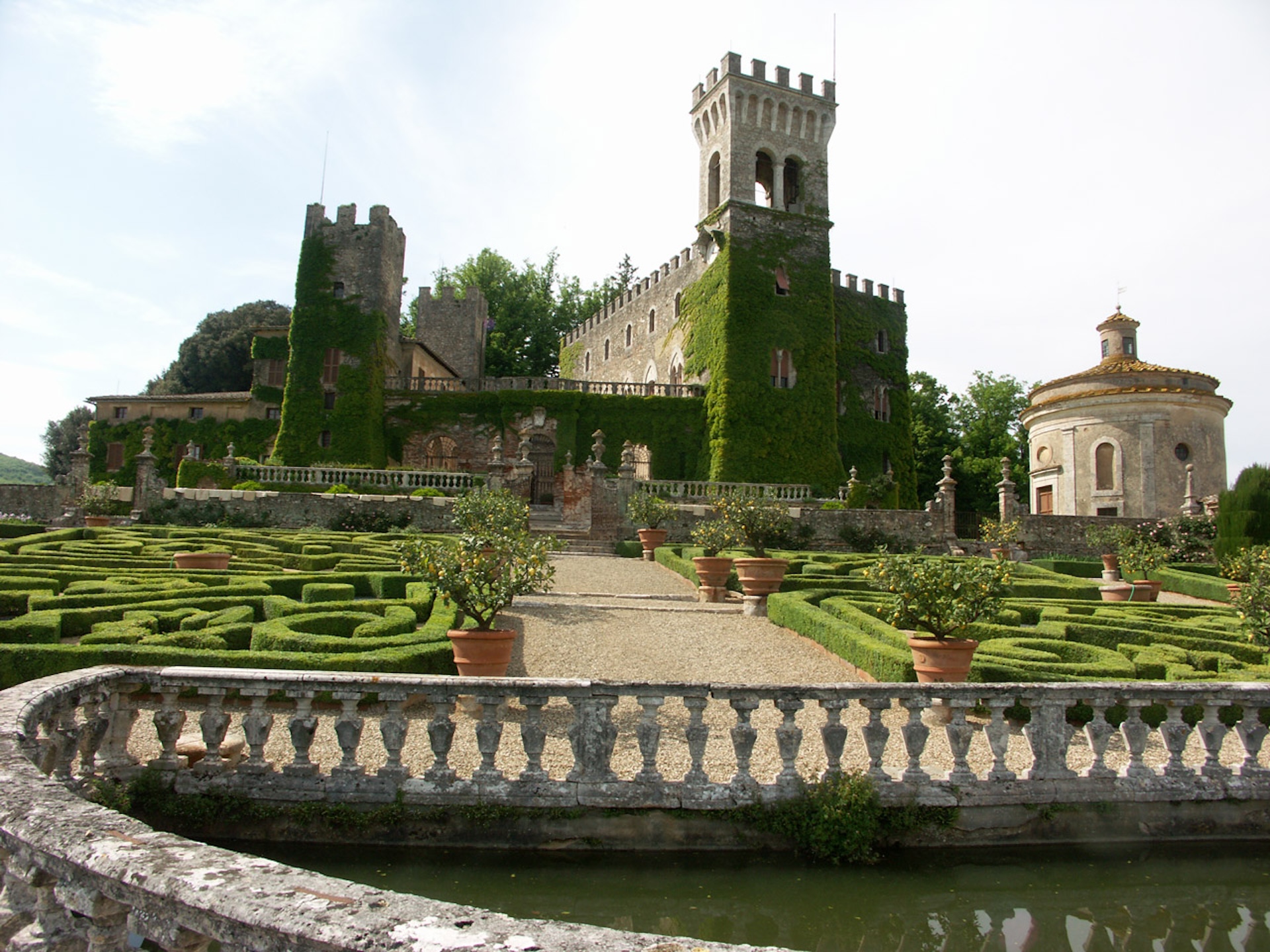 The facade at Castello di Celsa in Tuscany