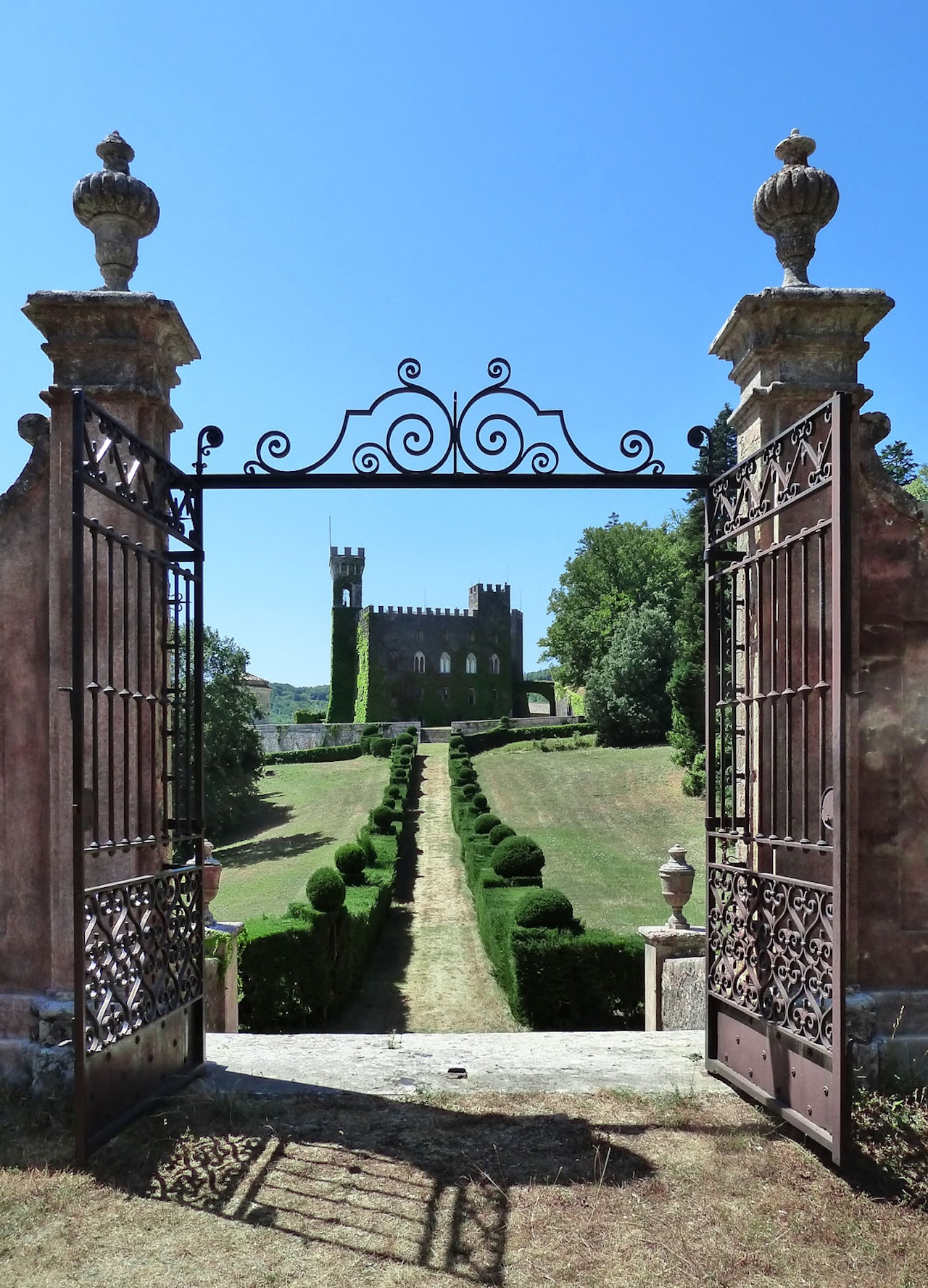 The gate at the enter of Castello di Celsa in Tuscany