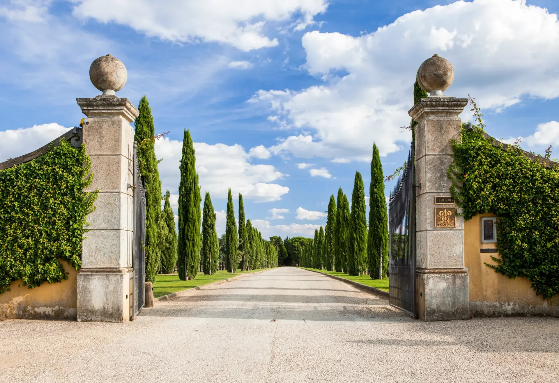The entrance gate of Il Borro Chateaux and Relais