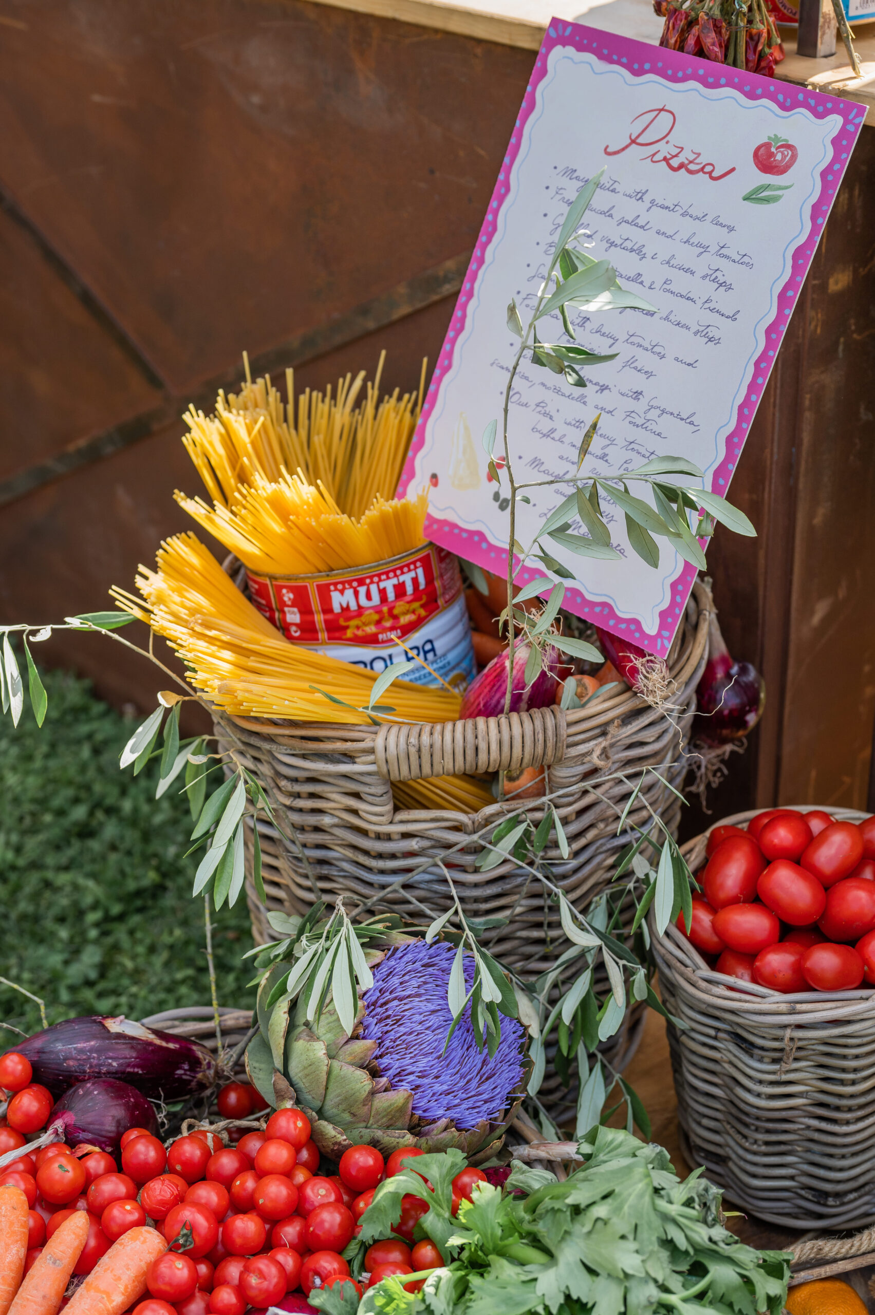 A pizza party wedding setup in Italy