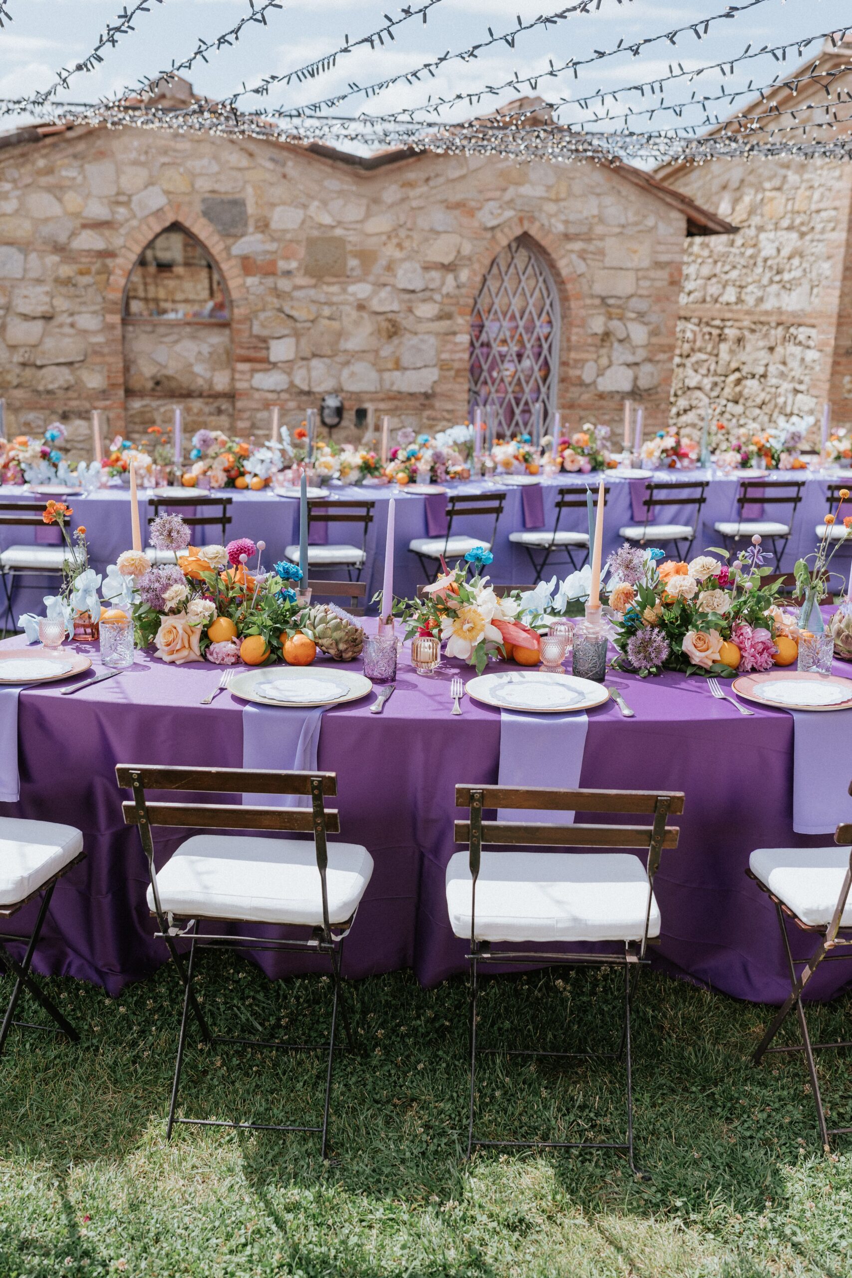 A circular wedding setup for an Indian wedding in Tuscany