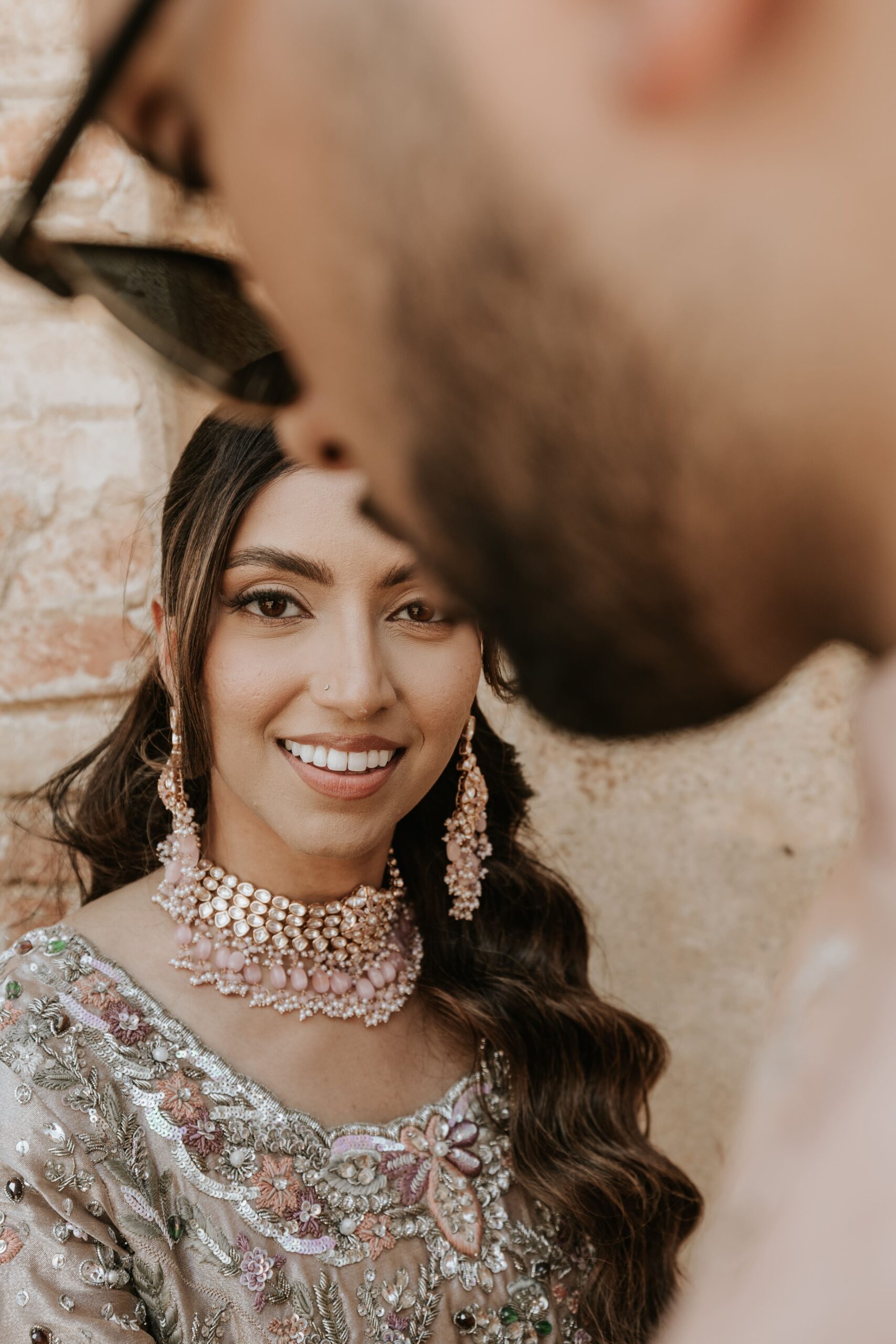 A portrait of a Beautiful Indian bride with traditional gowns